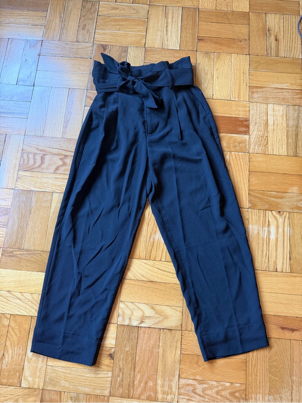 Madewell Black Wide-Leg Paperbag Waist Pants